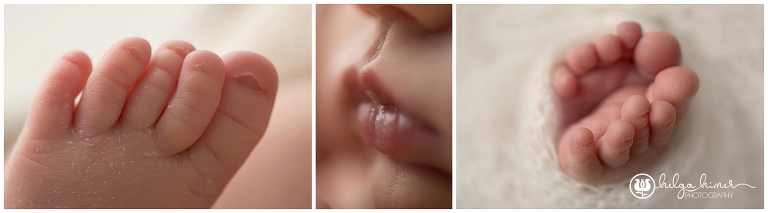 detail photographs of a newborn babies mouth and toes